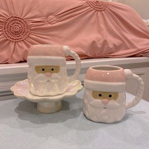 Pastel Pink Santa Claus Mugs (set of 2)